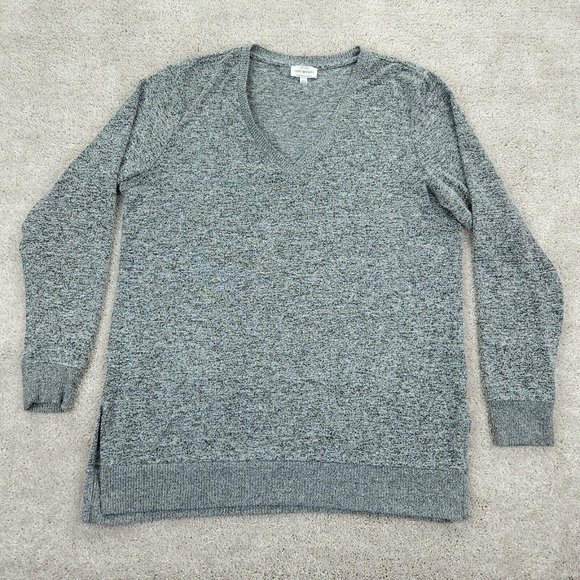 Lucky Brand Sweater Mens Large Gray V-Neck Knit Long Sleeve Pullover - Picture 1 of 8